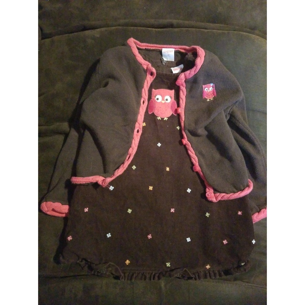 Gymboree fall homecoming owl‎ dress 18 24 months sweater 2t